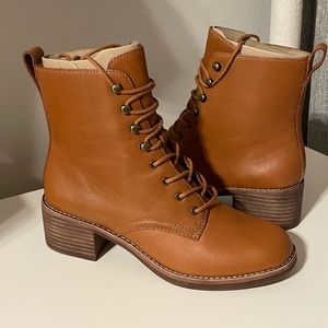 Madewell Julien Leather Lace-Up Lugsole Boot * Bison * Size 7 * New! *